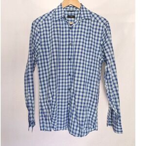 Paul Smith London Bayard Shirt Blue Gingham Button Down Made in Italy 15 38